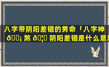 八字带阴阳差错的男命「八字神 🐡 煞 🦟 阴阳差错是什么意思」